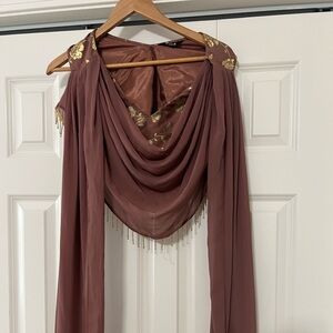 Elegant Mauve Draped Shawl
